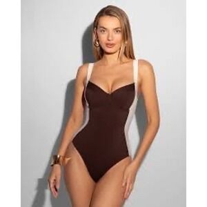 TA3 Lifty Contour One Piece Swimsuit Espresso Ivory L X-Long F/G NWT Snatched